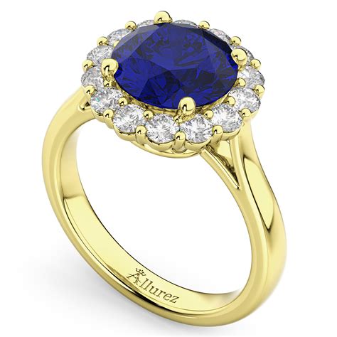 14k yellow gold sapphire and diamond ring